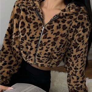 Leopard Print Faux Fur Jacket